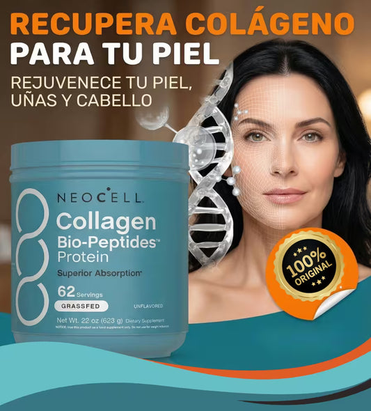 Collagen Bio-Peptides con proteína, El mejor colágeno que te ayuda a detener el paso del tiempo desde adentro.